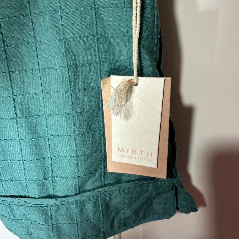 NWT MIRTH Field Top & Shorts Set Womens Small Teal Stitch Cotton Handmade Boho - Picture 3 of 11